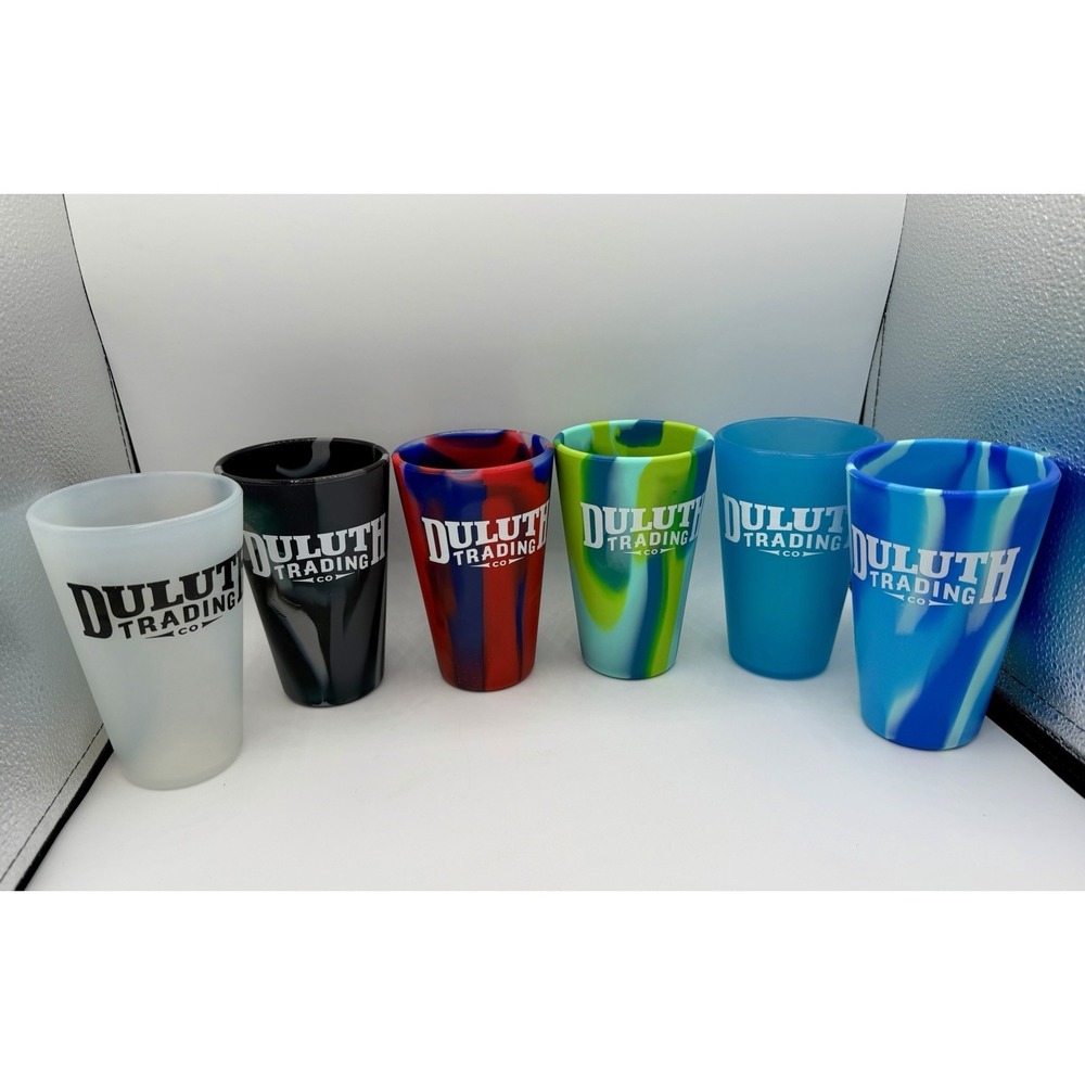 Set Of 6 DULUTH TRADING CO. SiliPint Silicone Tumblers Rainbow Tie Dye Cups